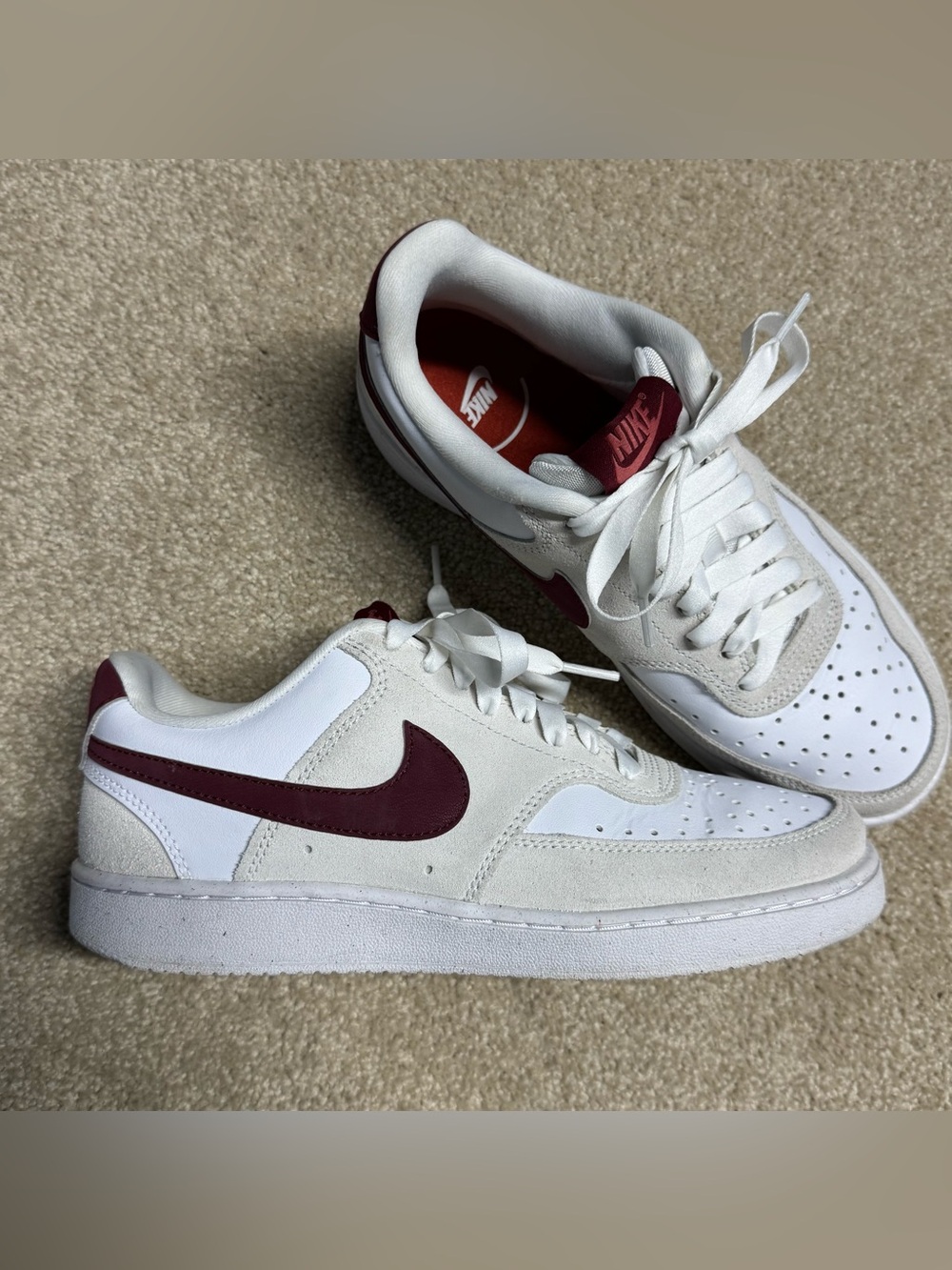 Nike Court Vision Low Shoes Women 7.5 White Valentines Day FQ7628-100 Sneakers